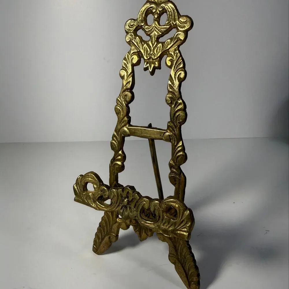 Small Brass Photo Book Ornate Rococo Easel Victorian Art Nouveau Ornate Stand
